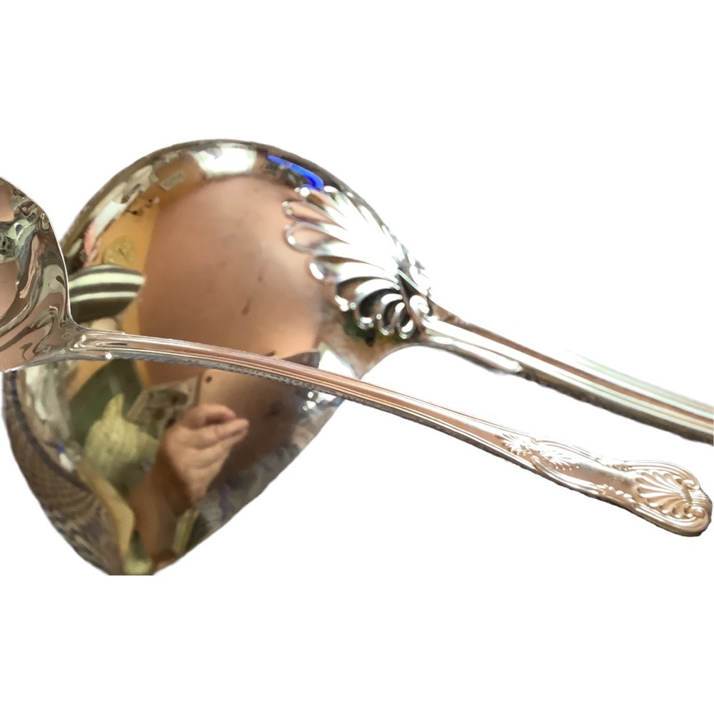 Sheffield tarnish-proof silver ladle..double- poring spout